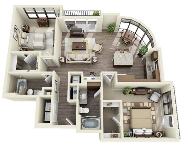 2 bedroom 2 bath Floor Plan Mcdowell - Fountains Southend 2 bedroom 2 bath Floor Plan Mcdowell - Fountains Southend